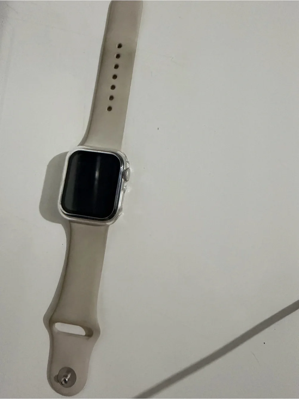 Apple Beige Silicone Smartwatch Band with Clear Protective Case